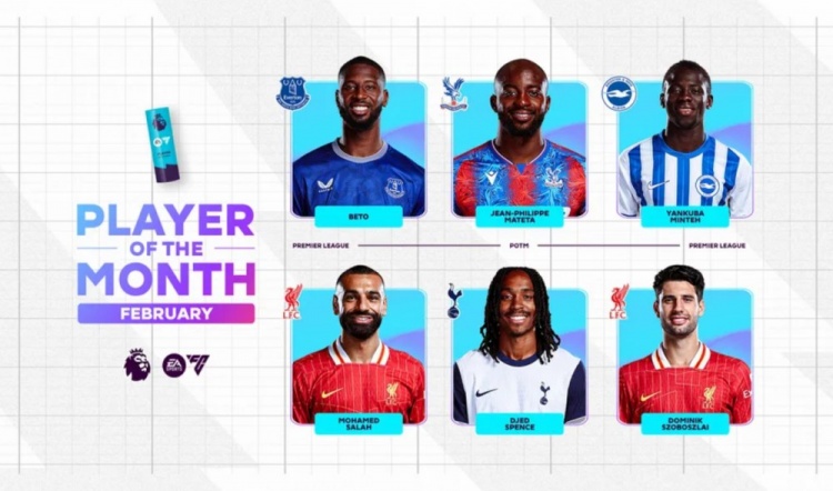  英超2月最佳候選：貝托、馬特塔、明特、薩拉赫、斯賓塞、索博