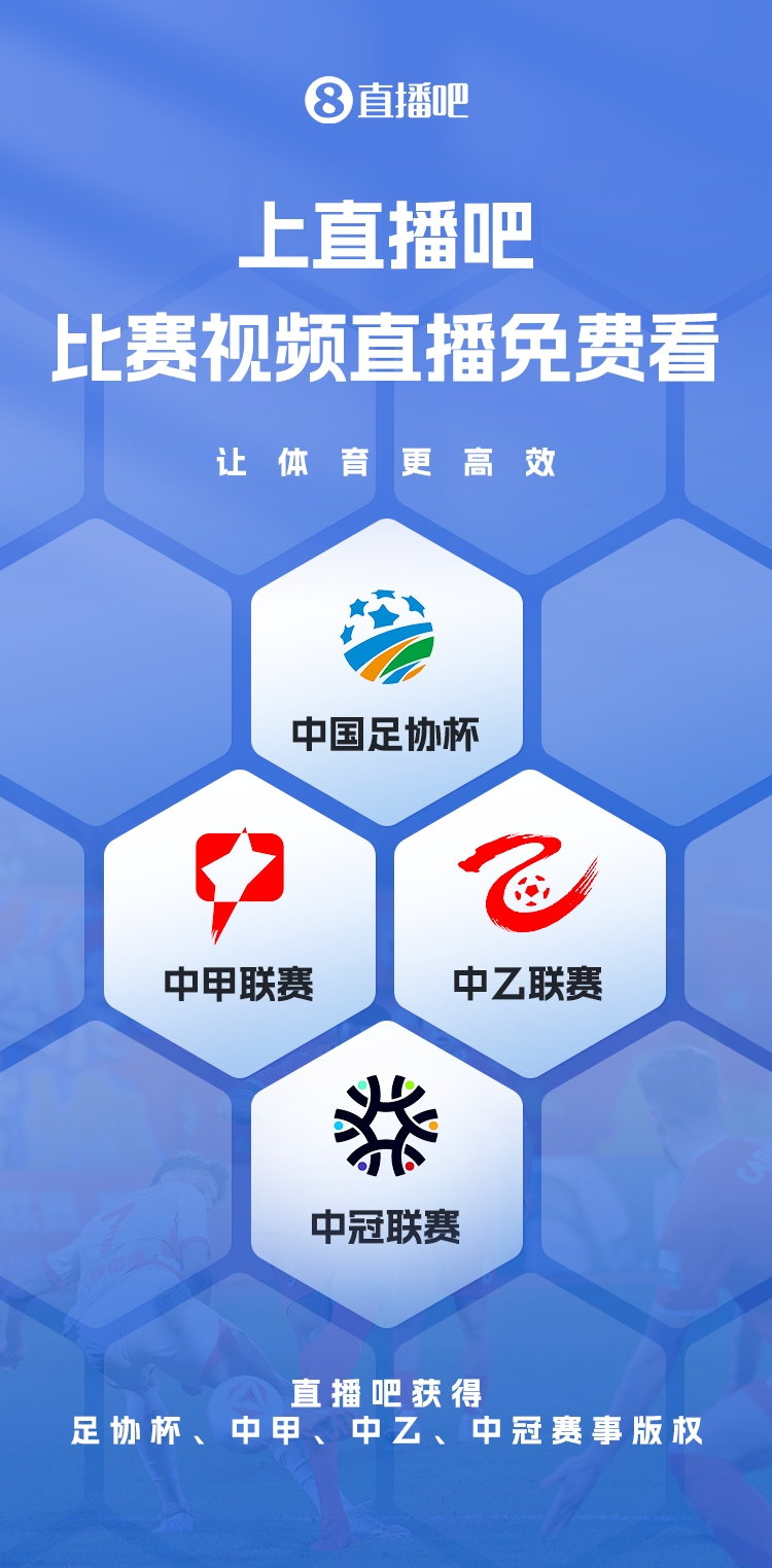  官宣！直播吧獲足協(xié)杯、中甲、中乙、中冠賽事版權(quán)，免費視頻直播
